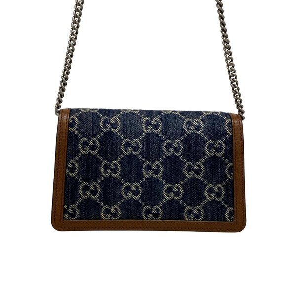 Auth GUCCI Dionysus/GG 476432 Navy Brown Denim Leather Shoulder Bag - Picture 2 of 15